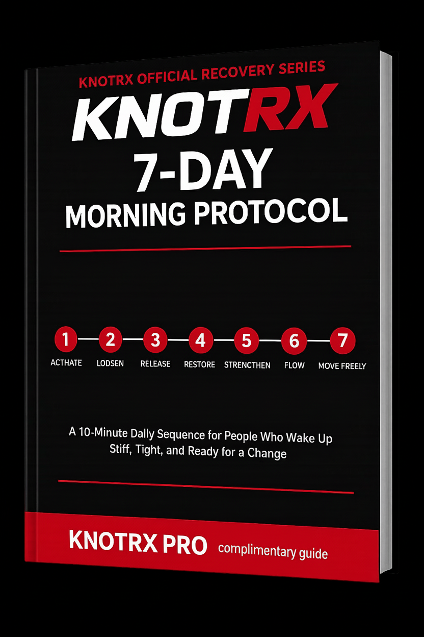 Book titled 'KnotRX 7-Day Morning Protocol' on a black background